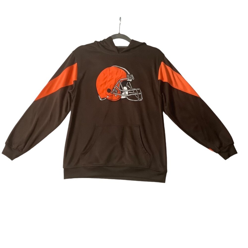 NFL‎ Team Cleveland Browns Youth Large 14/16 Hoodie Sweatshirt Brown Orange